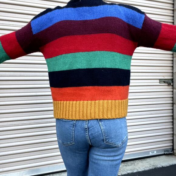 Urban Outfitter Bobby Boyfriend Rainbowcore kidcore striped Sweater Y2K Sz S - Picture 3 of 7